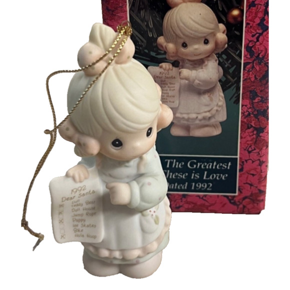1992 Precious Moments But The Greatest of These Is Love Ornament Child Santa - Picture 1 of 2
